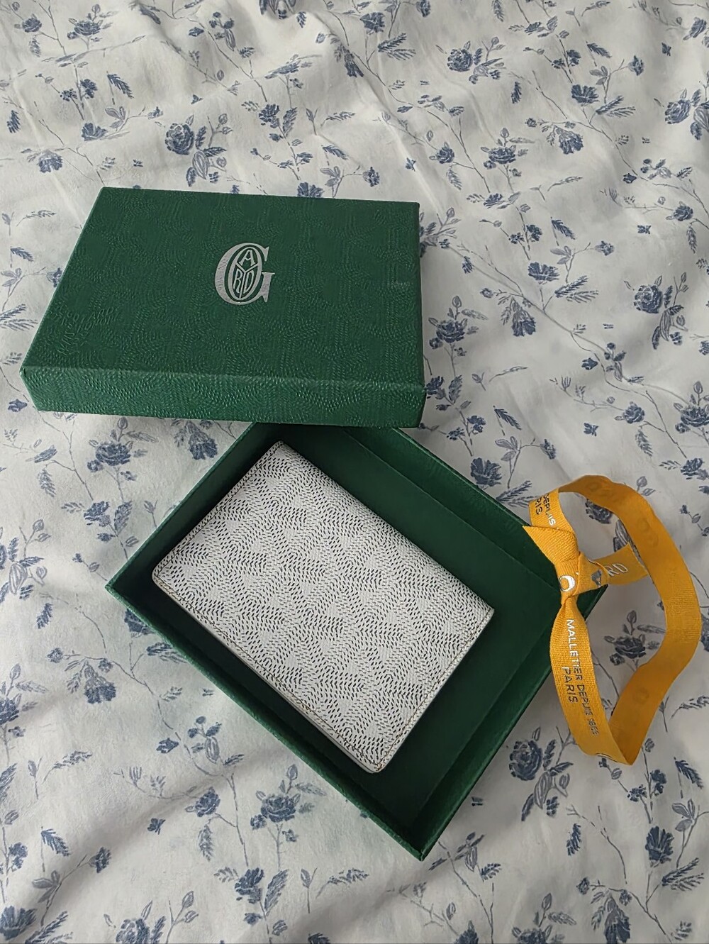 Authentic Vintage Goyard Malesherbes Card Case Wallet + Box – White Goyardine